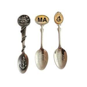 Massachusetts Vintage Souvenir Spoons Nantucket MA USS Constitution MA‎